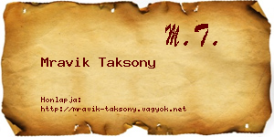 Mravik Taksony névjegykártya